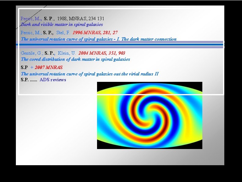 Persic, M. , S. P. , 1988, MNRAS, 234 131 Dark and visible matter