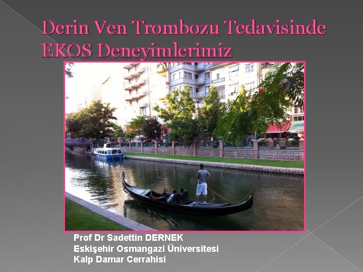 Derin Ven Trombozu Tedavisinde EKOS Deneyimlerimiz Prof Dr Sadettin DERNEK Eskişehir Osmangazi Üniversitesi Kalp