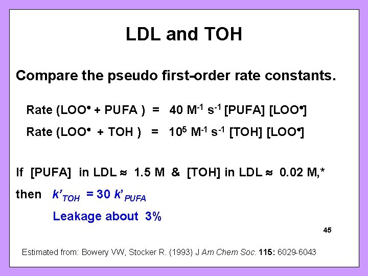 LDL and TOH Compare the pseudo first-order rate constants. Rate (LOO + PUFA )