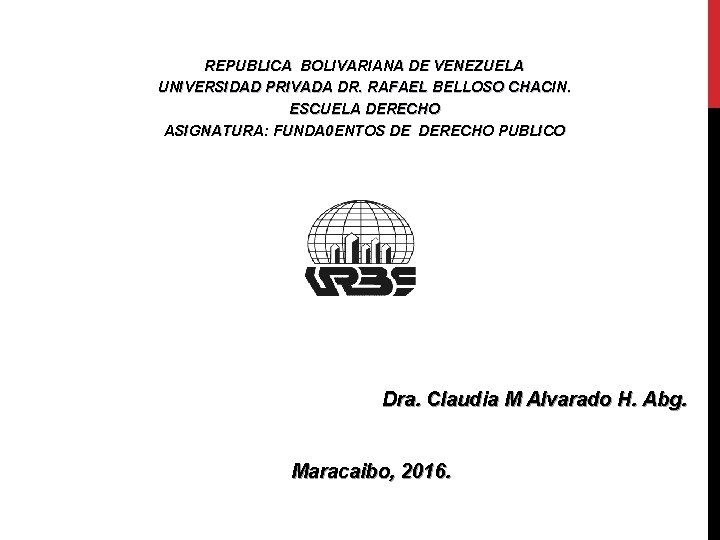 REPUBLICA BOLIVARIANA DE VENEZUELA UNIVERSIDAD PRIVADA DR. RAFAEL BELLOSO CHACIN. ESCUELA DERECHO ASIGNATURA: FUNDA