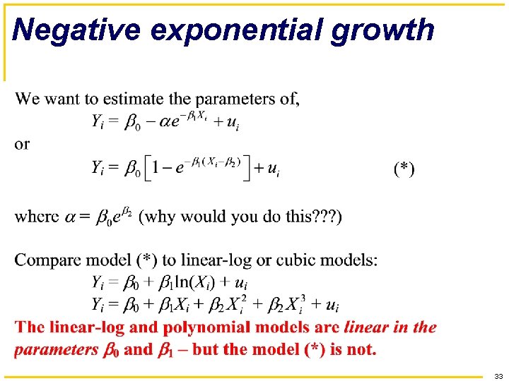 Negative exponential growth 33 