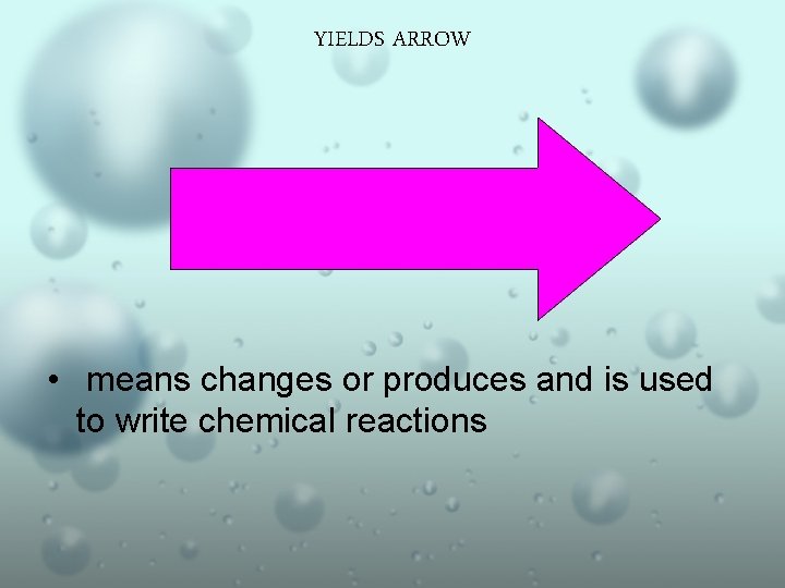 YIELDS ARROW • means changes or produces and is used to write chemical reactions