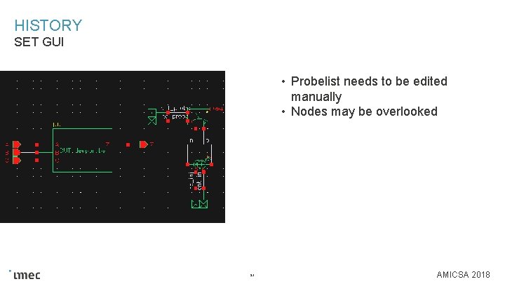 HISTORY SET GUI • Probelist needs to be edited manually • Nodes may be