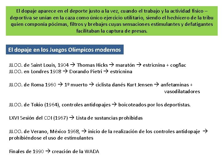 El dopaje aparece en el deporte justo a la vez, cuando el trabajo y