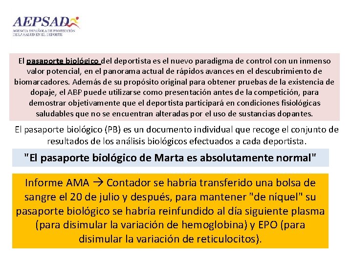 El pasaporte biológico del deportista es el nuevo paradigma de control con un inmenso