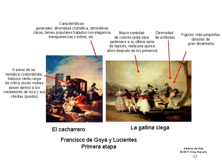 Características generales: diversidad cromática, atmósferas claras, temas populares tratados con elegancia, Mayor variedad Diversidad