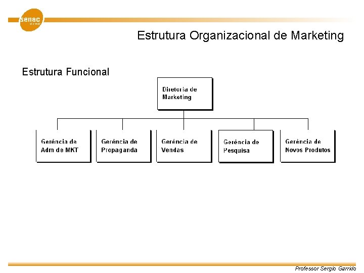 Estrutura Organizacional de Marketing Estrutura Funcional Professor Sergio Garrido 