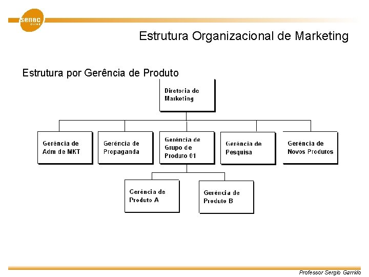 Estrutura Organizacional de Marketing Estrutura por Gerência de Produto Professor Sergio Garrido 