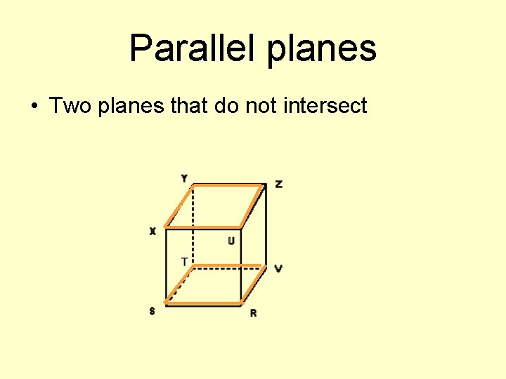Parallel planes • Two planes that do not intersect 