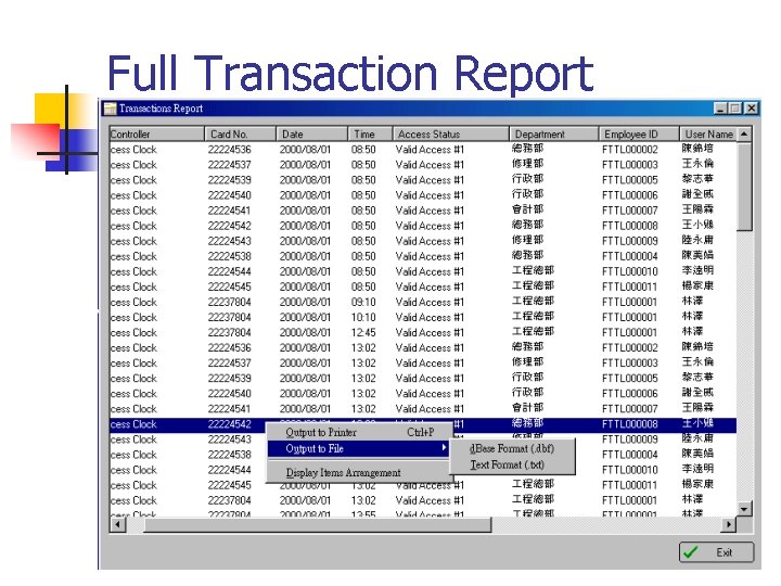 Full Transaction Report 