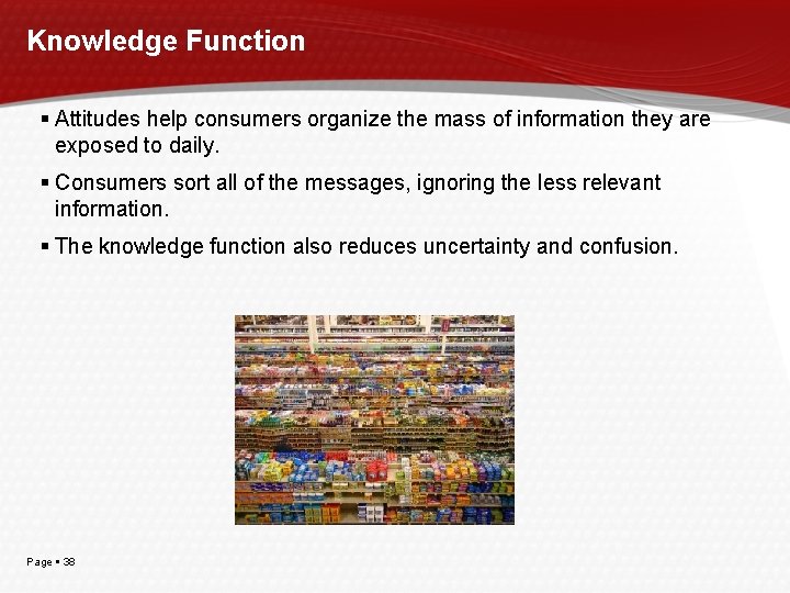 Knowledge Function Attitudes help consumers organize the mass of information they are exposed to