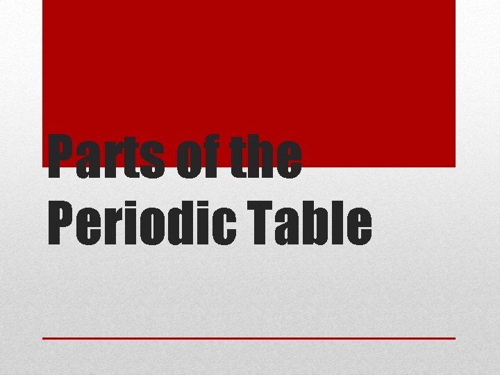 Parts of the Periodic Table 