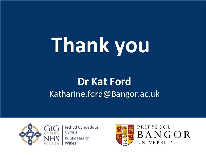 Thank you Dr Kat Ford Katharine. ford@Bangor. ac. uk 