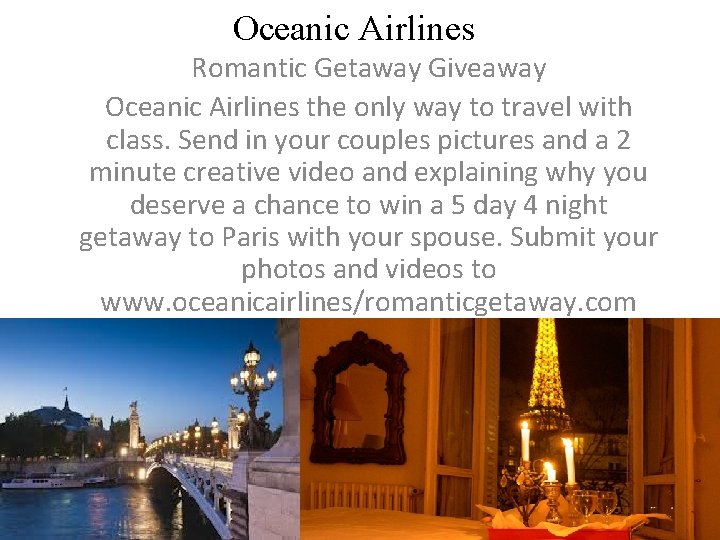 Oceanic Airlines Romantic Getaway Giveaway Oceanic Airlines the only way to travel with class.