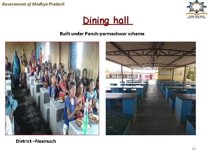 Government of Madhya Pradesh Dining hall Built under Panch-parmeshwar scheme District –Neemuch 19 