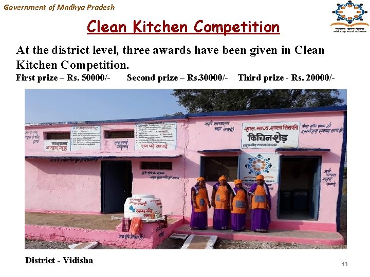 Government of Madhya Pradesh Clean Kitchen Competition At the district level, three awards have