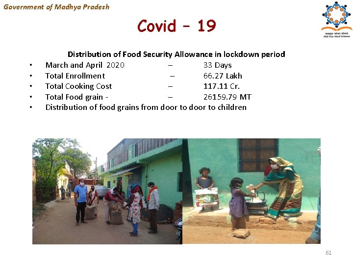 Government of Madhya Pradesh Covid – 19 • • • Distribution of Food Security.