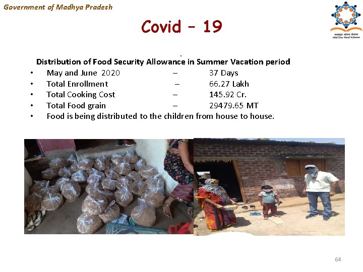 Government of Madhya Pradesh Covid – 19. Distribution of Food Security Allowance in Summer