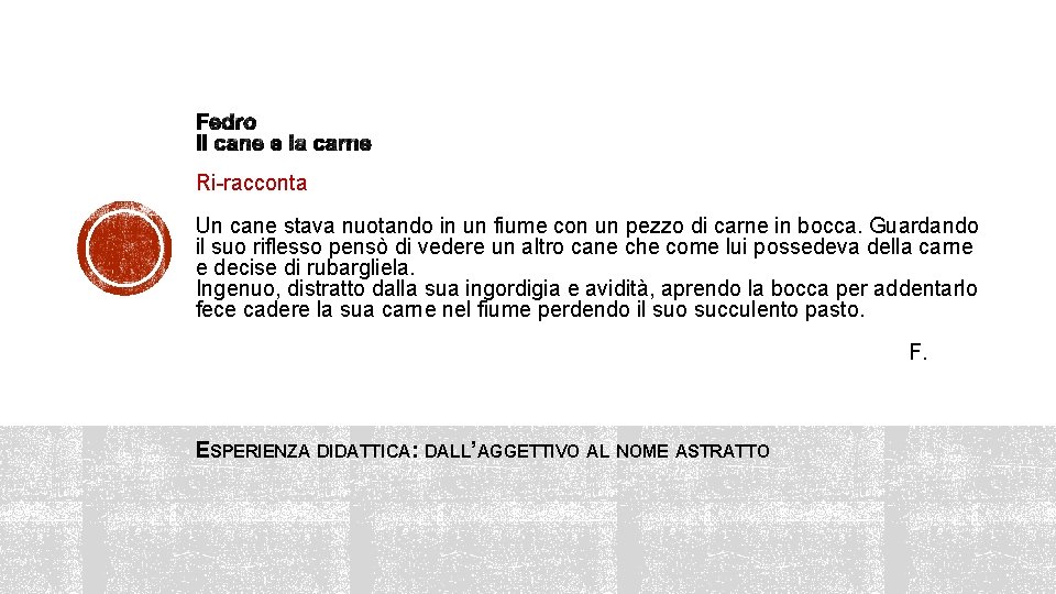 Ri-racconta Un cane stava nuotando in un fiume con un pezzo di carne in