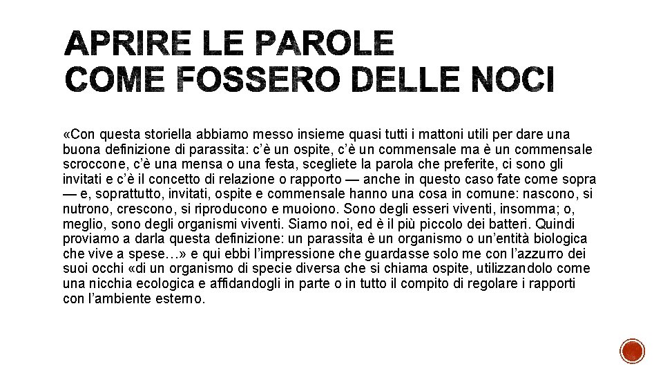  «Con questa storiella abbiamo messo insieme quasi tutti i mattoni utili per dare