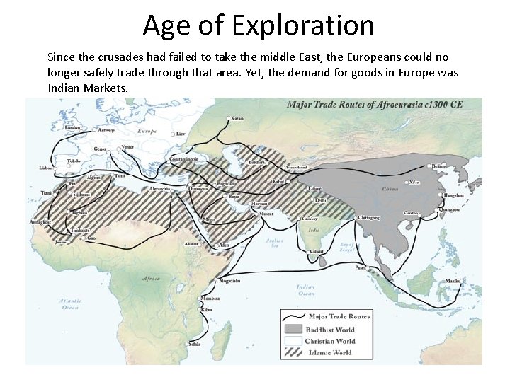 Age of Exploration Since the crusades had failed to take the middle East, the Age of Exploration Since the crusades had failed to take the middle East, the