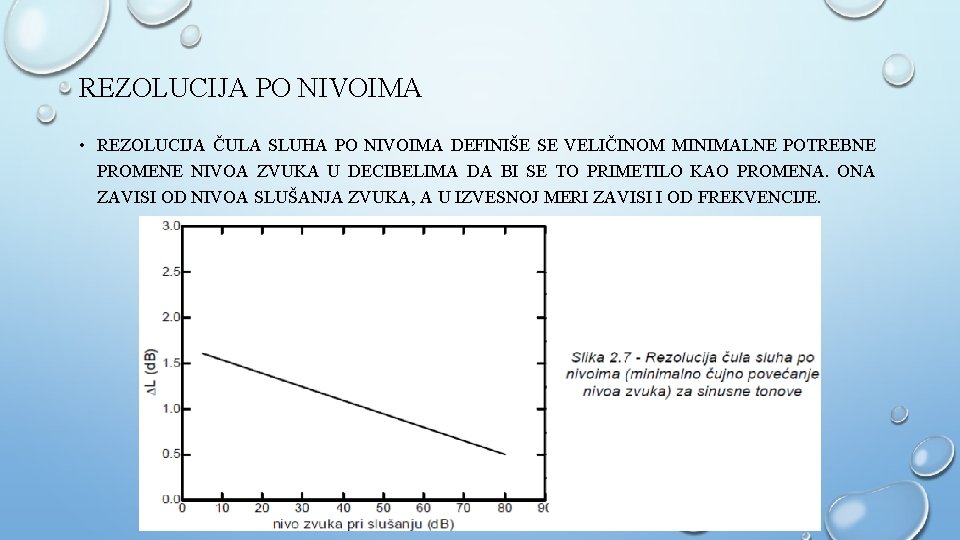 REZOLUCIJA PO NIVOIMA • REZOLUCIJA ČULA SLUHA PO NIVOIMA DEFINIŠE SE VELIČINOM MINIMALNE POTREBNE