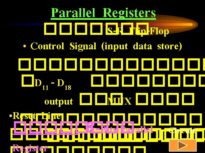 Parallel Registers ������� S-R Flip-Flop • Control Signal (input data store) ������� �D 11