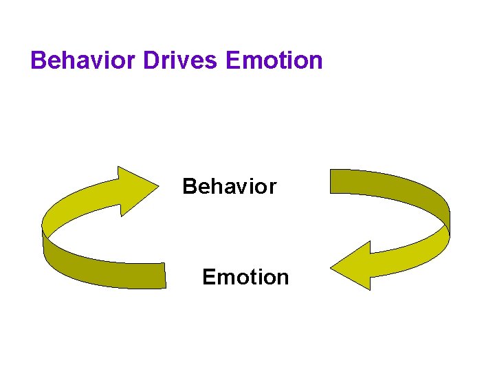 Behavior Drives Emotion Behavior Emotion Behavior Drives Emotion Behavior Emotion