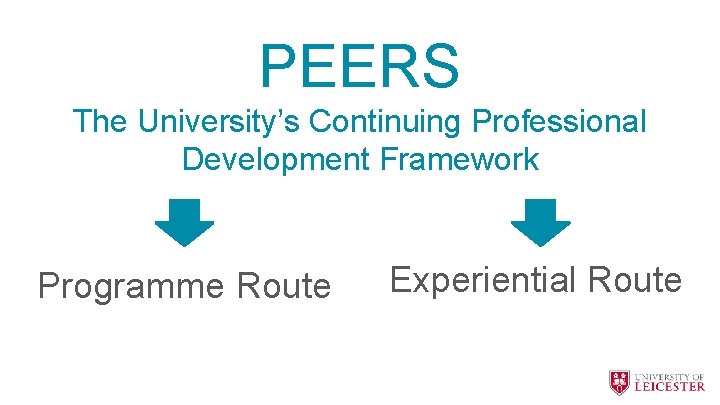 PEERS The University’s Continuing Professional Development Framework Programme Route Experiential Route 