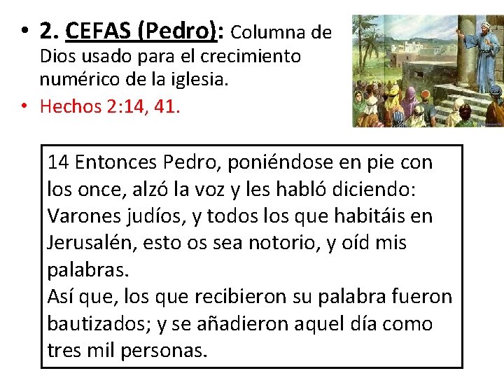  • 2. CEFAS (Pedro): Columna de Dios usado para el crecimiento numérico de