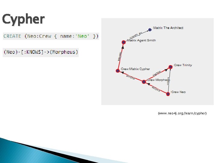 Cypher (www. neo 4 j. org/learn/cypher) 
