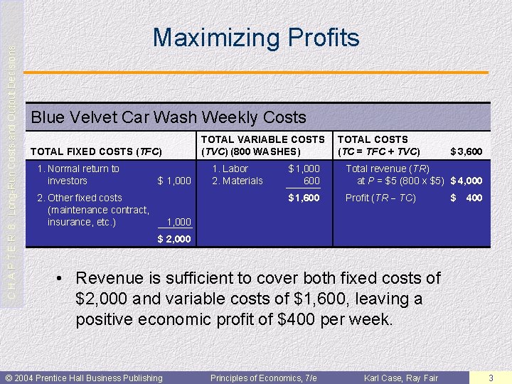 C H A P T E R 8: Long-Run Costs and Output Decisions Maximizing