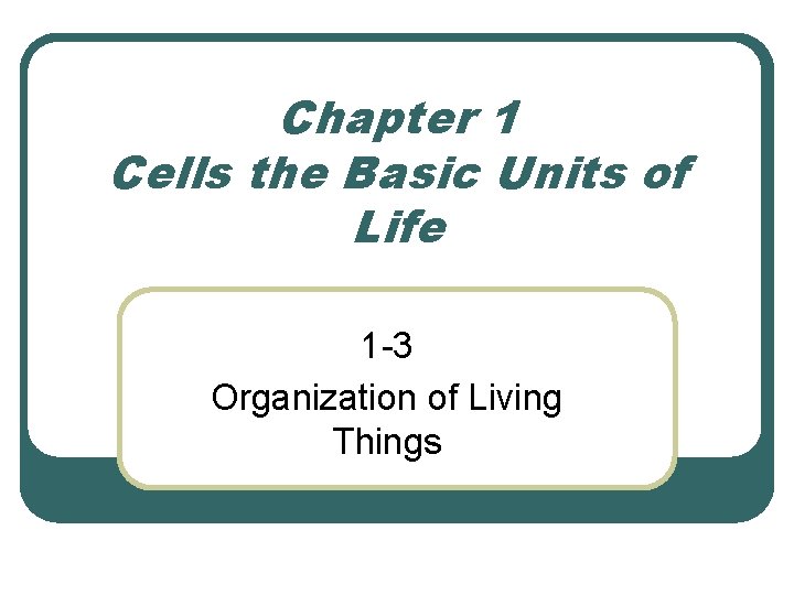 Chapter 1 Cells the Basic Units of Life 1 -3 Organization of Living Things