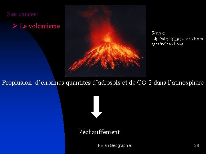 Ses causes: Ø Le volcanisme Source: http: //step. ipgp. jussieu. fr/im ages/volcan 1. png