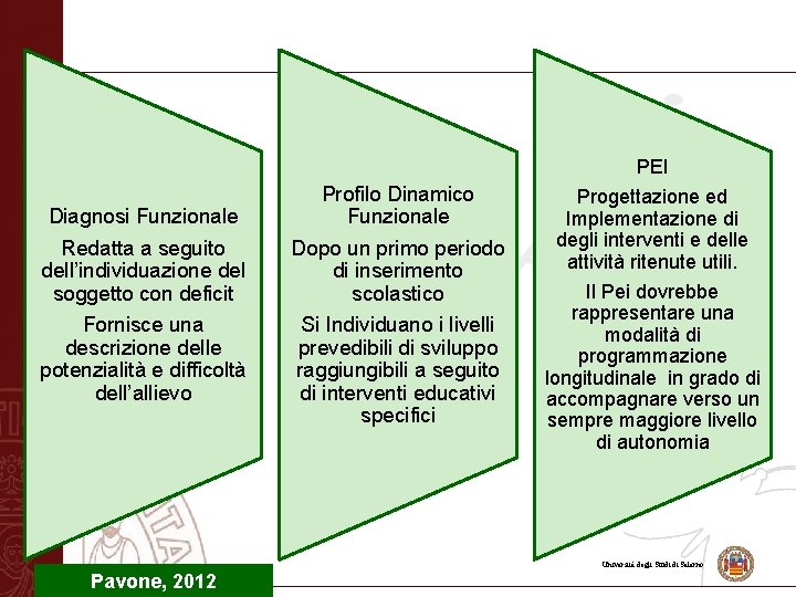 PEI Diagnosi Funzionale Redatta a seguito dell’individuazione del soggetto con deficit Fornisce una descrizione