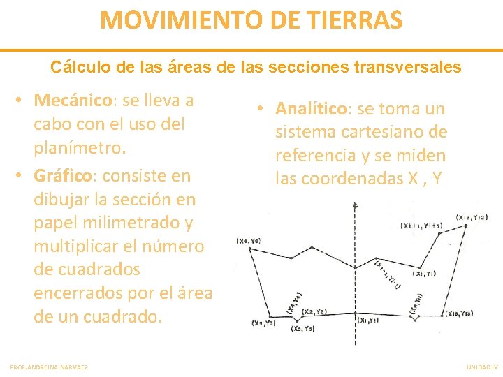 MOVIMIENTO DE TIERRAS Cálculo de las áreas de las secciones transversales • Mecánico: se