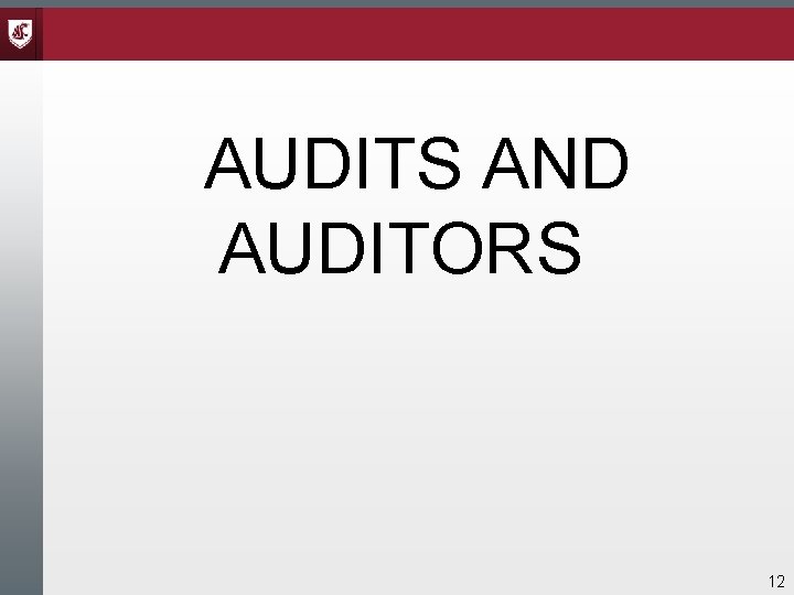 AUDITS AND AUDITORS 12 AUDITS AND AUDITORS 12