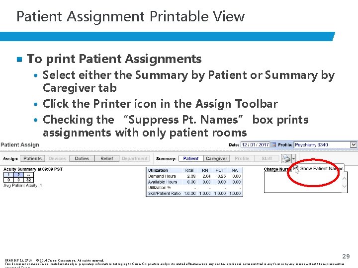 Patient Assignment Printable View To print Patient Assignments Select either the Summary by Patient