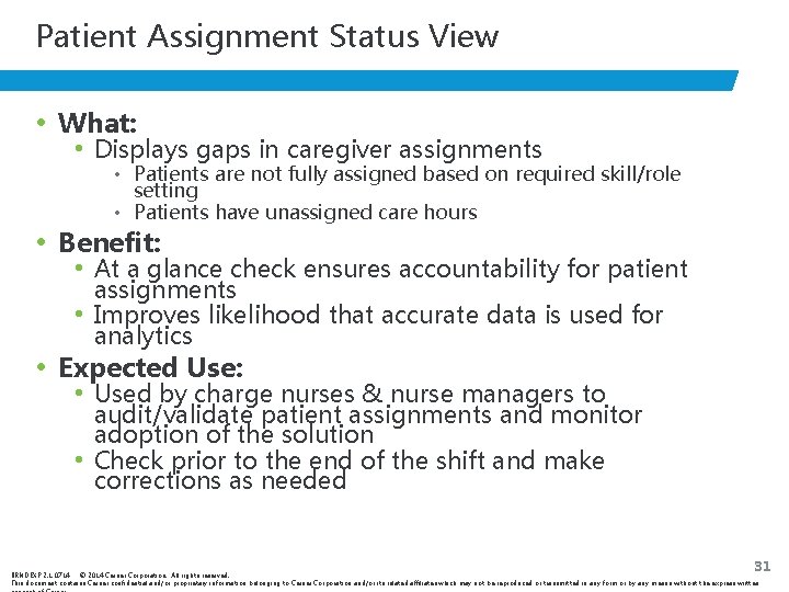 Patient Assignment Status View • What: • Displays gaps in caregiver assignments • Patients