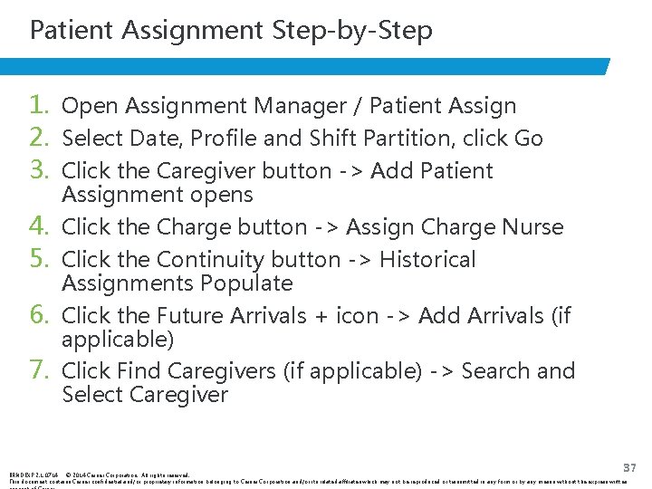 Patient Assignment Step-by-Step 1. Open Assignment Manager / Patient Assign 2. Select Date, Profile