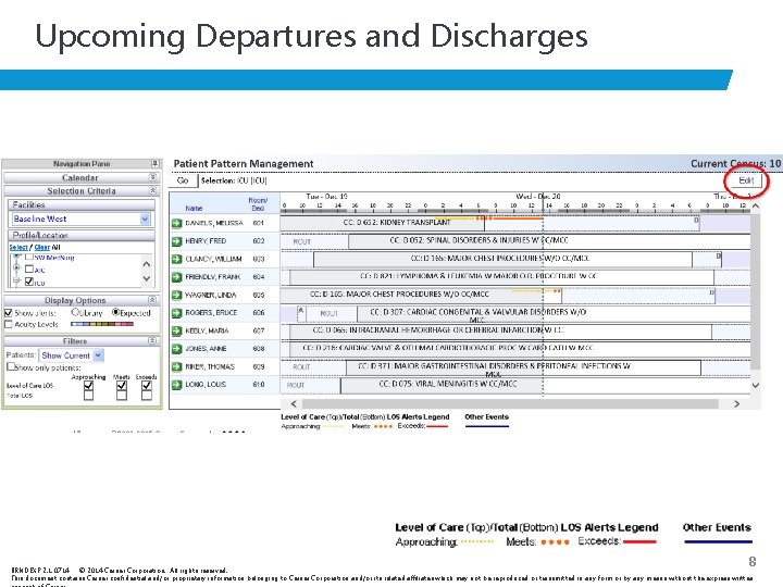 Upcoming Departures and Discharges 8 BRNDEXP 2. 1 0714 © 2014 Cerner Corporation. All