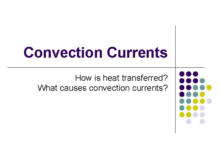 Convection Currents How is heat transferred? What causes convection currents? 