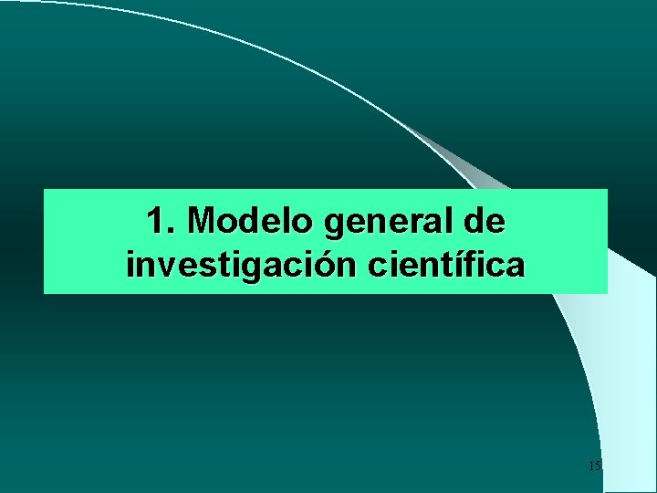 1. Modelo general de investigación científica 15 