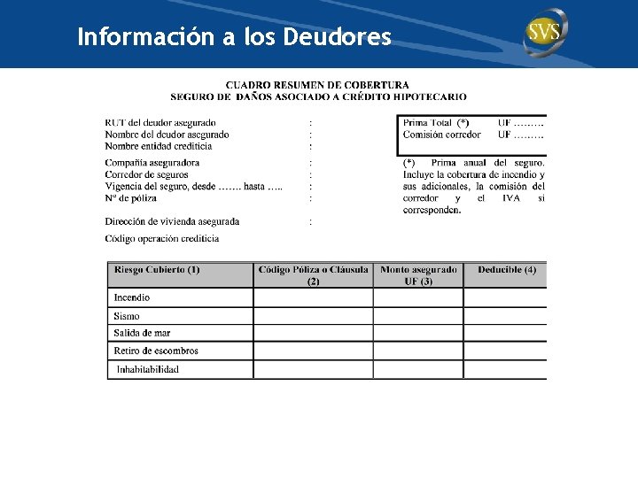 Información a los Deudores 