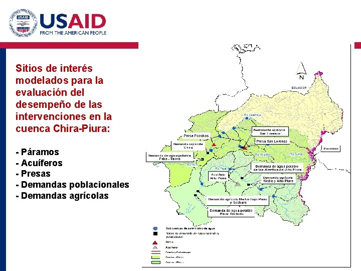 Sitios de interés modelados para la evaluación del desempeño de las intervenciones en la