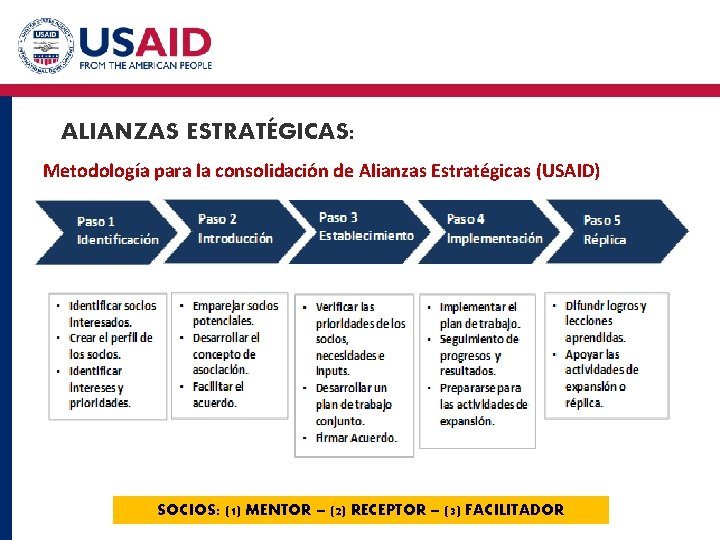 ALIANZAS ESTRATÉGICAS: Metodología para la consolidación de Alianzas Estratégicas (USAID) SOCIOS: (1) MENTOR –