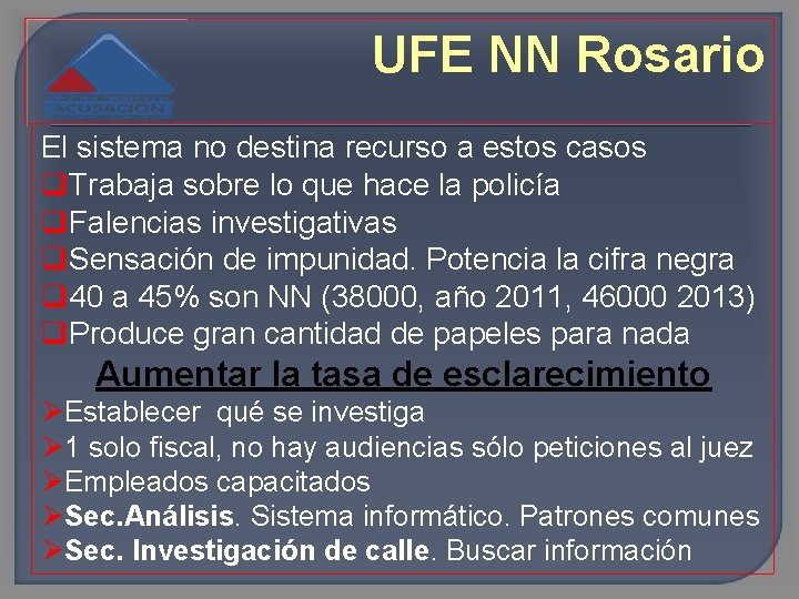 UFE NN Rosario El sistema no destina recurso a estos casos Trabaja sobre lo