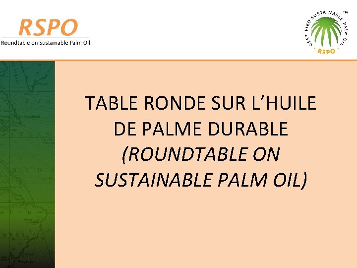 TABLE RONDE SUR L’HUILE DE PALME DURABLE (ROUNDTABLE ON SUSTAINABLE PALM OIL) 