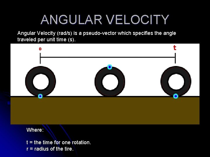 ANGULAR VELOCITY Angular Velocity (rad/s) is a pseudo-vector which specifies the angle traveled per