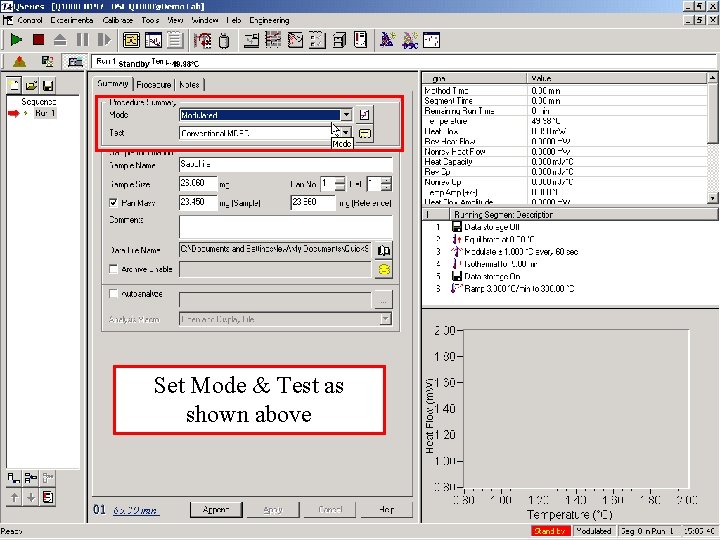 Set Mode & Test as shown above 